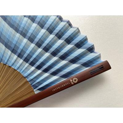 ふるさと納税 白山市 牛首紬　扇子セット(親彫木玉付):青 |  | 01
