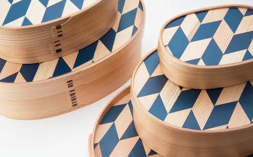 WAPPA BLUE 矢絣 BOX〔特大〕　1225P6002【工房るわっぱ】