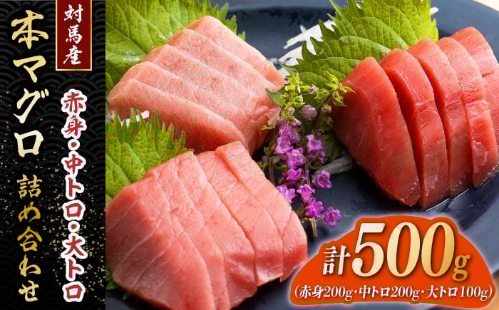 
            対馬産 本マグロ 500g（赤身200g、中トロ200g、大トロ100g）≪対馬市≫【桐谷商店】 トロの華 対馬 新鮮 マグロ 大トロ 鮪 刺身 鮮度抜群 [WAQ055]
          
