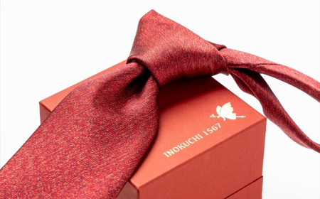 シルク ネクタイ （INOKUCHI1567 ） 岐阜蝶柄 赤色 ビジネス スーツ メンズ 岐阜市 / 皐月屋[ANBR007]