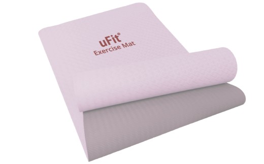 uFit Exercise Mat　200×90cm【ピンクグレー】 【エクササイズ マット ヨガ 筋トレ グリップ力 ズレにくい 運動 ストレッチ】