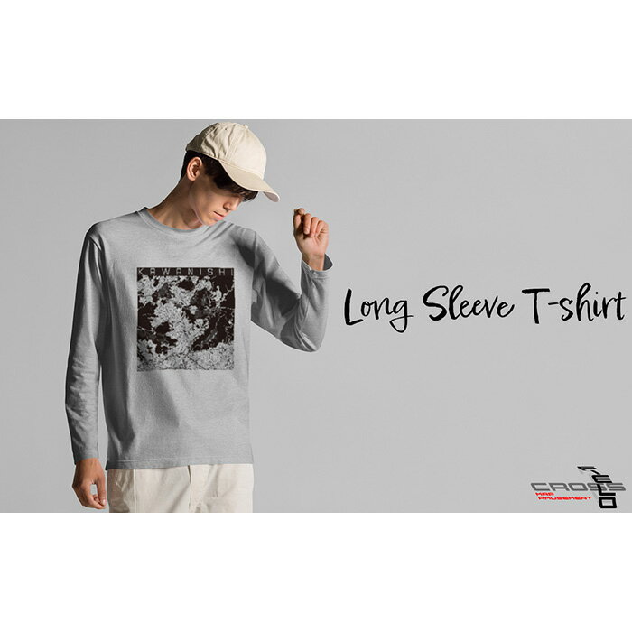 【ふるさと納税】【川西】地図柄ロングスリーブTシャツ（ヘザーグレー） No.348／ Tシャツ シャツ アパレル 洋服 綿80％ 長袖 モノトーン レイヤード 丸胴仕様仕立て 受注生産 国内印刷 おしゃれ 送料無料 兵庫県