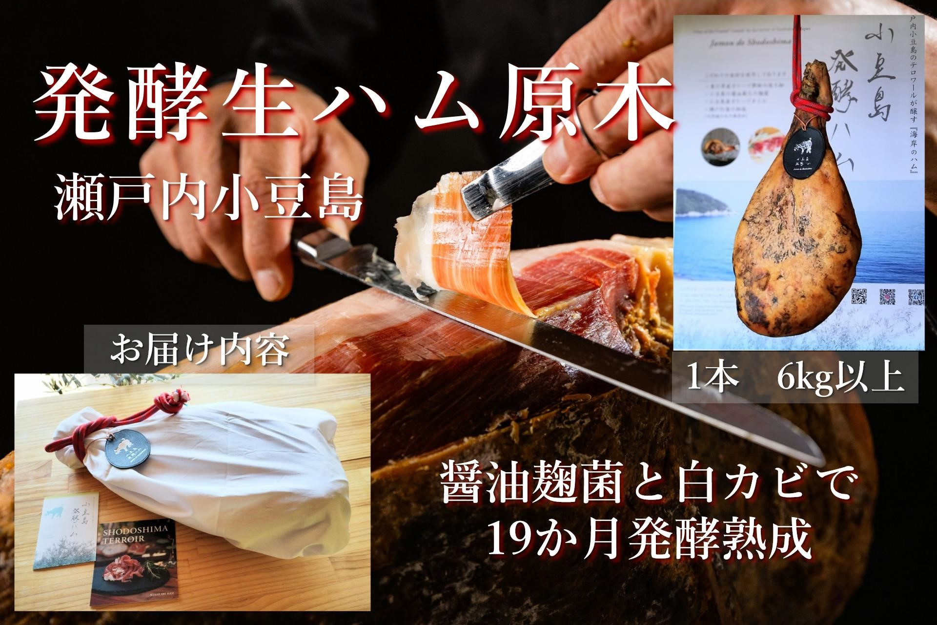 国産生ハム 小豆島発酵ハム 19か月以上発酵熟成【骨付き原木1本】6kg以上