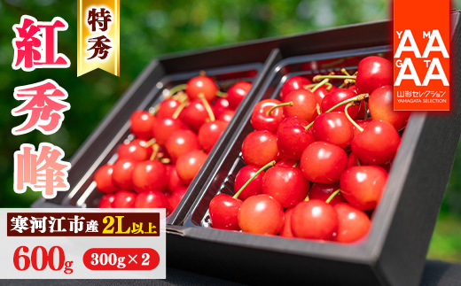 令和7年産 特秀品 さくらんぼ「 紅秀峰 」600g (300g×2パック) 2L以上 2025年産 山形県産 山形産 【2025年6月中旬頃～7月上旬頃発送予定】　032-A-AF022