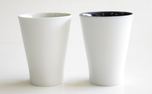 
有田焼 ARITA PORCELAIN LAB 内青白磁外刷毛&内墨ルリ外刷毛・ペアフリーカップ
