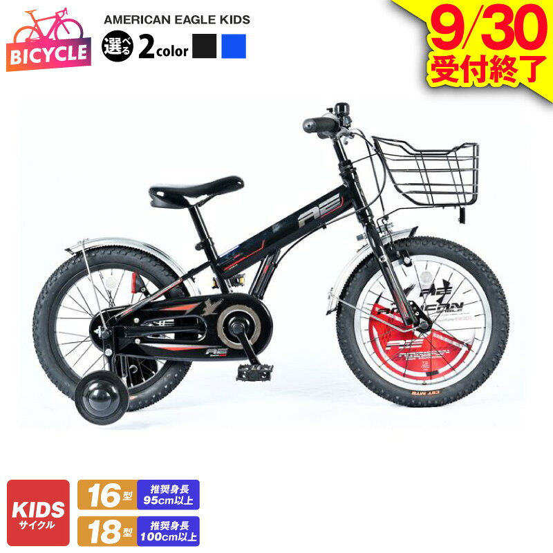 【ふるさと納税】【9月30日受付終了】 AMERICAN EAGLE KIDS ブラック / ブルー 16型 / 18型 自転車 1台 キッズ サイクル 子ども用 泥除け シングルスピード ワイヤーバスケット 補助輪付き アウトドア バンドブレーキ 組み立て不要 大阪府 泉佐野市 送料無料