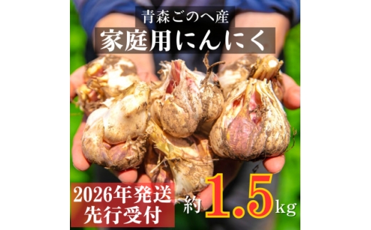 ＜先行受付:2026年7月より発送＞青森ごのへ町産にんにく　家庭用土付きLサイズ以上 約1.5kg【1317794】