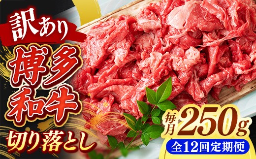 
                  【定期便全12回】【訳あり】【A4~A5ランク】博多和牛 切り落とし 250g【牛肉 肉 牛 和牛 博多和牛 ブランド牛 A4 A5ランク 切り落とし 訳あり おすすめ 筑前町 ふるさと納税 送料無料 FL222】
                