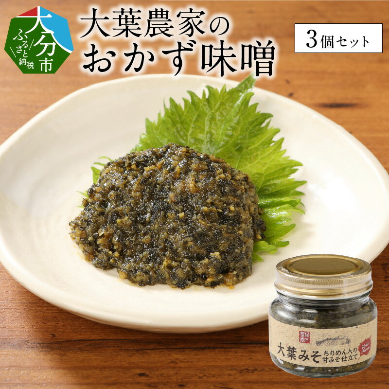 【ふるさと納税】大葉農家のおかず味噌 3個セット 国産 大分産 甘口味噌 甘みそ おかずみそ スーパーフード しそ シソ おおば 万能調味料 ご飯のお供 おにぎり お茶漬け 焼き魚 焼き鳥 冷奴 内閣総理大臣賞 ギフト 紫蘇 青紫蘇 おむすび 具材 焼きおにぎり K01014