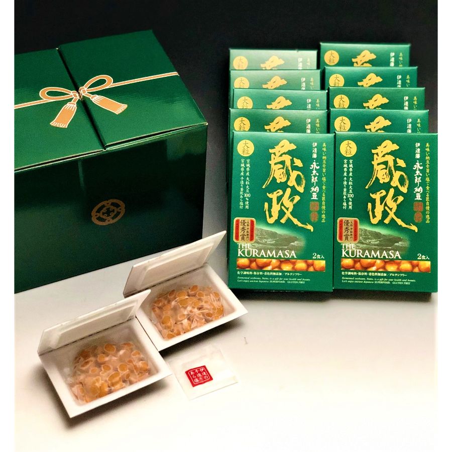 ＜グリーンパール納豆本舗＞伊達藩永太郎納豆　大粒蔵政　10箱（宮城のあら塩付）