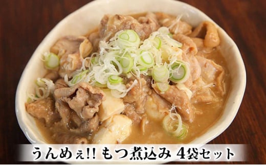 [№5762-0878]うんめぇ！！もつ煮込み 4袋セット