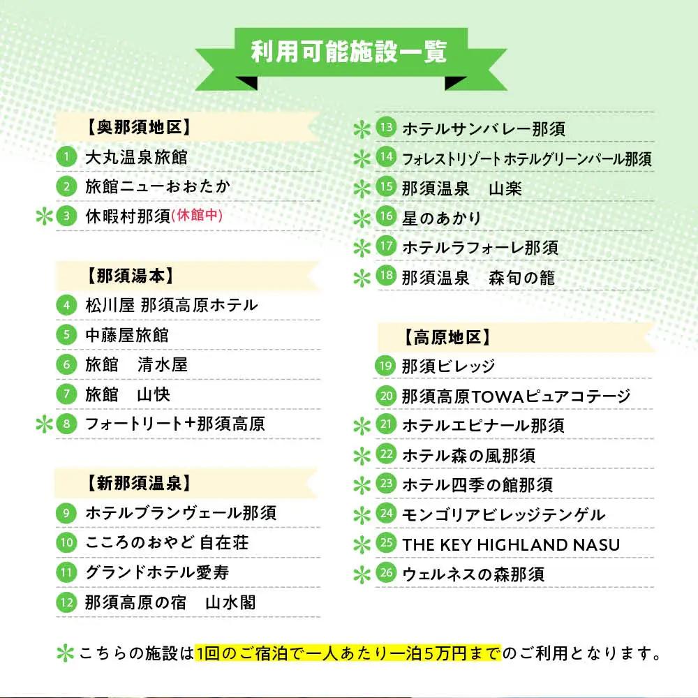 那須温泉旅館協同組合 ご宿泊利用券 21,000円分（3,000円×7枚）〔F-6〕｜宿泊 旅行 チケット 宿泊券 温泉 露天風呂 旅行券 ホテル 観光 国内旅行 那須 栃木県 那須町