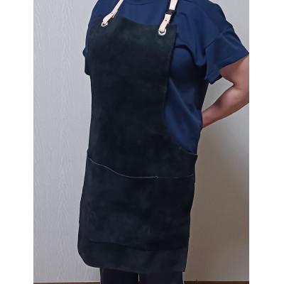 ふるさと納税 豊能町 BBQ用牛革ベロア(スエード)エプロン・クロ