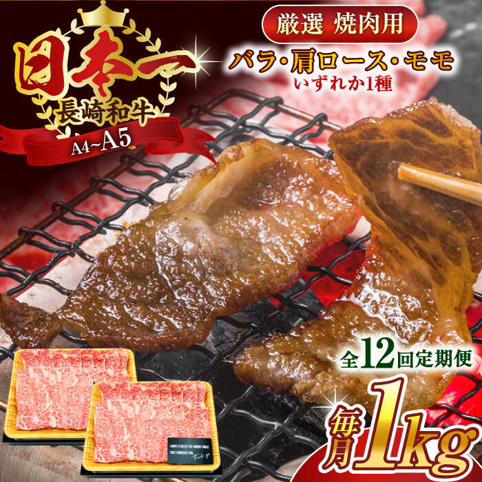 【ふるさと納税】【全12回定期便】【A4〜A5】長崎和牛焼肉用　1kg（500g×2p）【株式会社 MEAT PLUS】[QBS038]