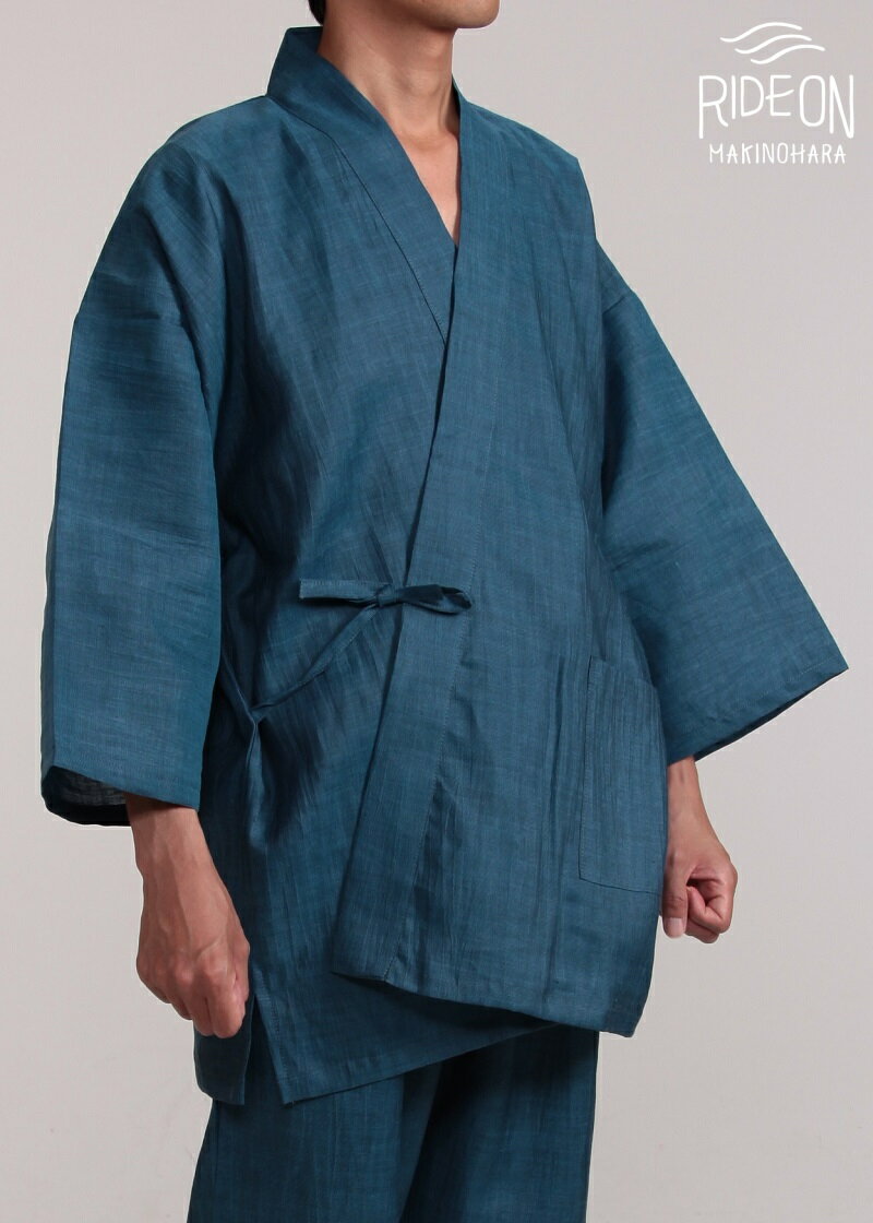 【ふるさと納税】 染め 織り 縫製 すべて地元遠州製 本麻作務衣 さむえ 麻100% 和装 和服 伝統工芸 遠州織物 国産 日本製 男性 女性 ユニセックス 夏 涼しい 部屋着 リラックスウェア 着物 和風 伝統衣装 高品質 職人技 牧之原市 静岡県