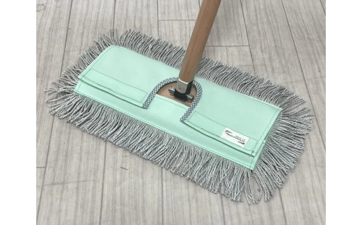 <むろの屋> 木製ハンドル付きデザインフロアモップ ＜帆布ミントグリーン＞ 【 日用品 掃除 用品 モップ 最高級 マイクロファイバー かわいい おしゃれ デザイン インテリア HYLON ハイロン 】