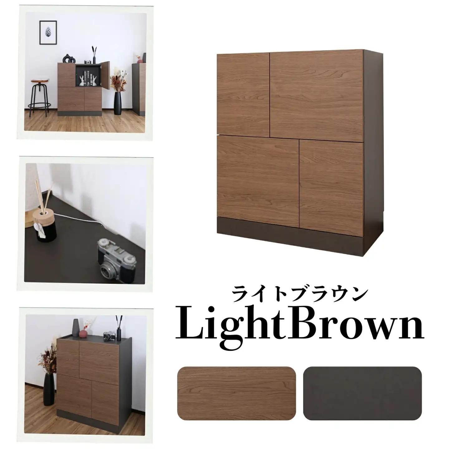 幅75cm ホテルライクな4ドアキャビネット ZE-9075T ライトブラウン 収納 収納家具 [H-18815_03]