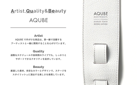 AQUBE MUSIC PRODUCTS ギターストラップ　シュリンク ホワイト ［ S ］(裏面カラー：スムースブラック)_0029-009-T05-4