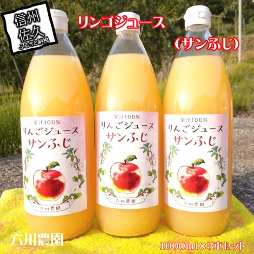 リンゴジュース　1000ml×3本セット（サンふじ）　／　フルーツ　スイーツ　果物　リンゴ　ジュース〈出荷時期:2023年12月20日以降順次出荷〉【 長野県 佐久市 】