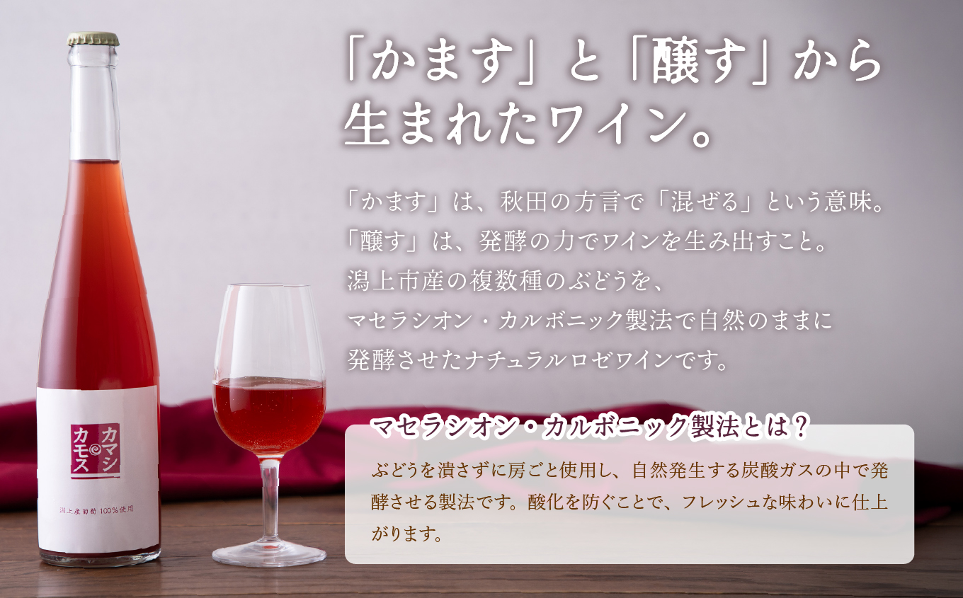 カマシカモス 2025年 ロゼ 中辛口 500ml 2本 潟上市 むつみワイナリー	