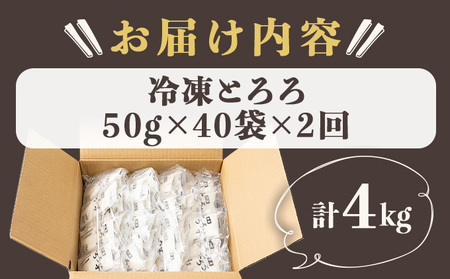 【2ヶ月定期便】冷凍とろろ2キロセット（50g×40袋）　135P3202