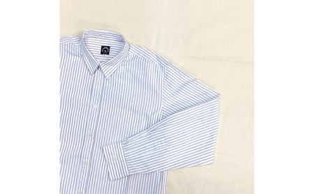 【遠州織物】武襯衣 先染ストライプドビー織シャツ メンズ 長袖 グレー ファッション 服 男性  グレーL