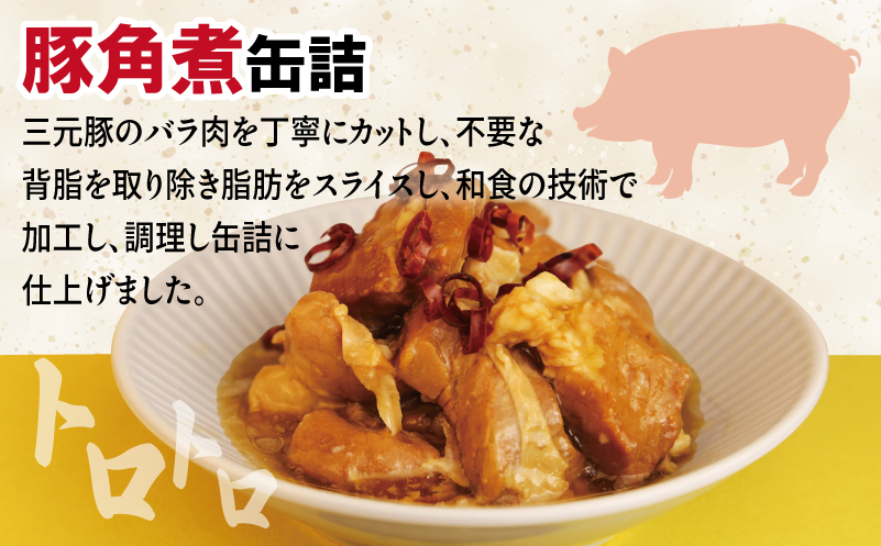 豚角煮缶詰 6缶セット【三元豚 豚バラ肉 おかず おつまみ 防災 備蓄 非常食 防災缶 長期保存】 010B1818-2