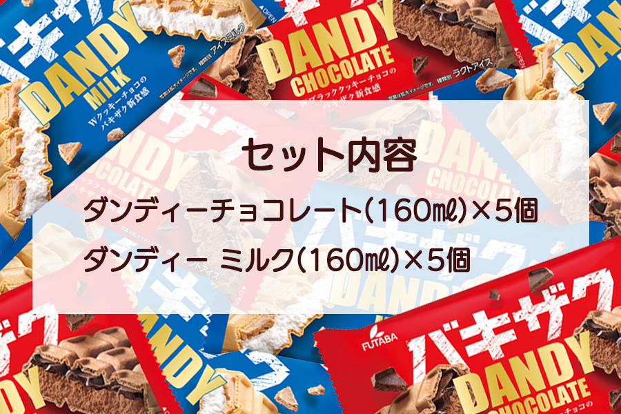 フタバ食品　アイス10個　ダンディーチョコレート＆ミルクセット　2種類各5個