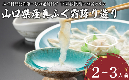 山口県産 真ふぐ霜降り造り 2~3人前 冷凍 ( ふぐ フグ 河豚 まふぐ マフグ 霜降り ポン酢 塩 贈答 ギフト 記念日 下関 山口 春帆楼 本店 老舗 割烹料亭 ) HD203