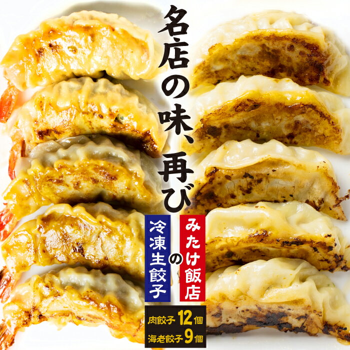 【ふるさと納税】 冷凍生餃子 おすすめ 肉餃子 12個 えび餃子 9個 計21個 / 野菜 肉 海老 惣菜 総菜 中華 中華惣菜 焼き餃子 水餃子 特大 手作り ウシエビ 時短 冷凍食品 おつまみ ぎょうざ ギョウザ ギョーザ お取り寄せ 送料無料 餃子 手軽 便利 みたけ飯店 岩手県 雫石町