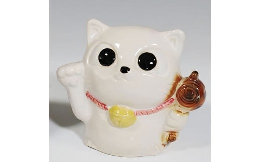 信楽焼 陶器製 5号小槌持ち招き猫 陶器