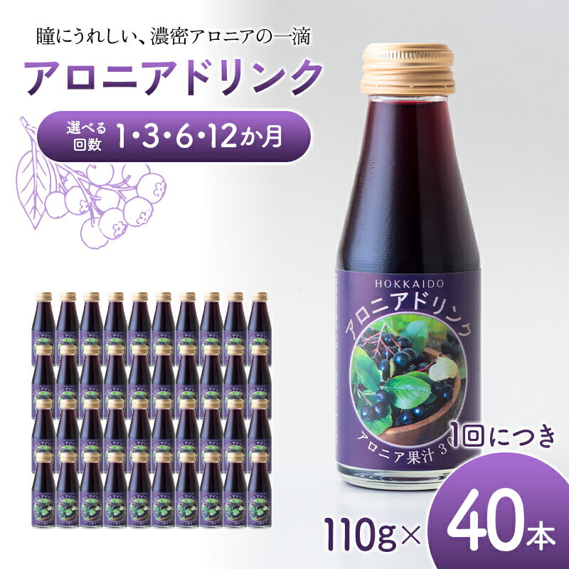 【ふるさと納税】＼選べる回数／ アロニアドリンク 果汁30％ 110g×40本 1回 定期便 3か月 6か月 12か月 アロニア ジュース 北海道産 ポリフェノール アントシアニン 目の健康 スーパーフルーツ 健康 健康飲料 果汁飲料 ヨーグルトソース 美容 健康 沼田町 n-0216var