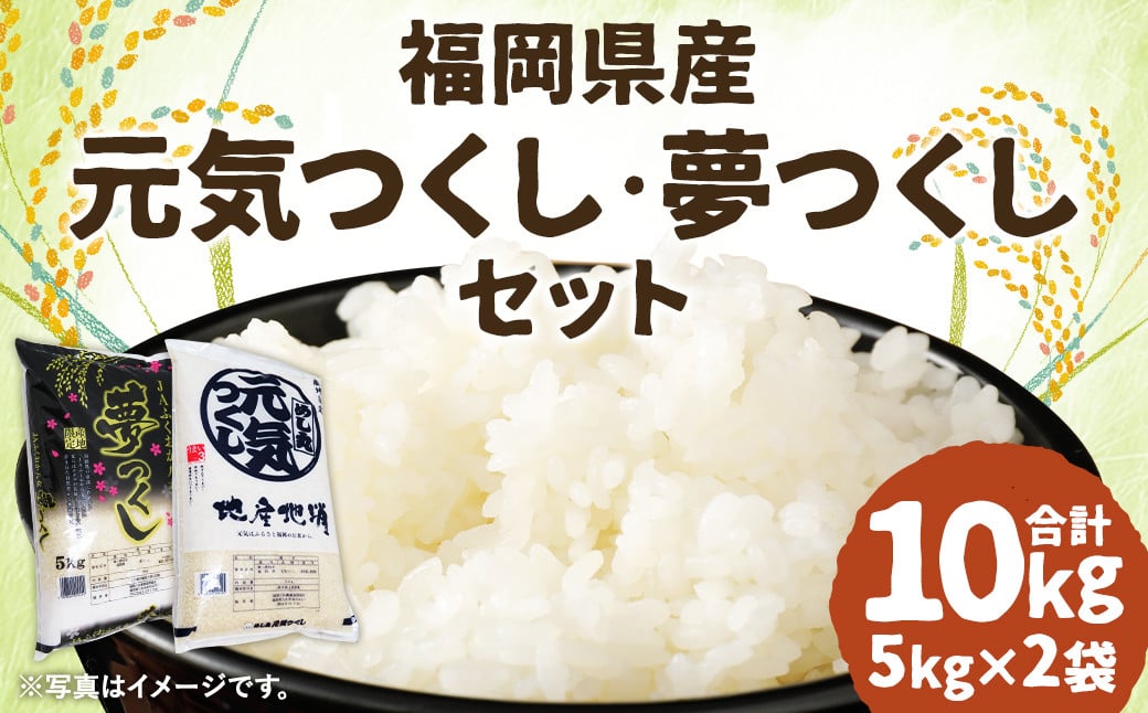 
            令和7年産 元気つくし・夢つくしセット 各5kg×1袋 計10kg  / 米 お米 ご飯 精米 九州 福岡
          