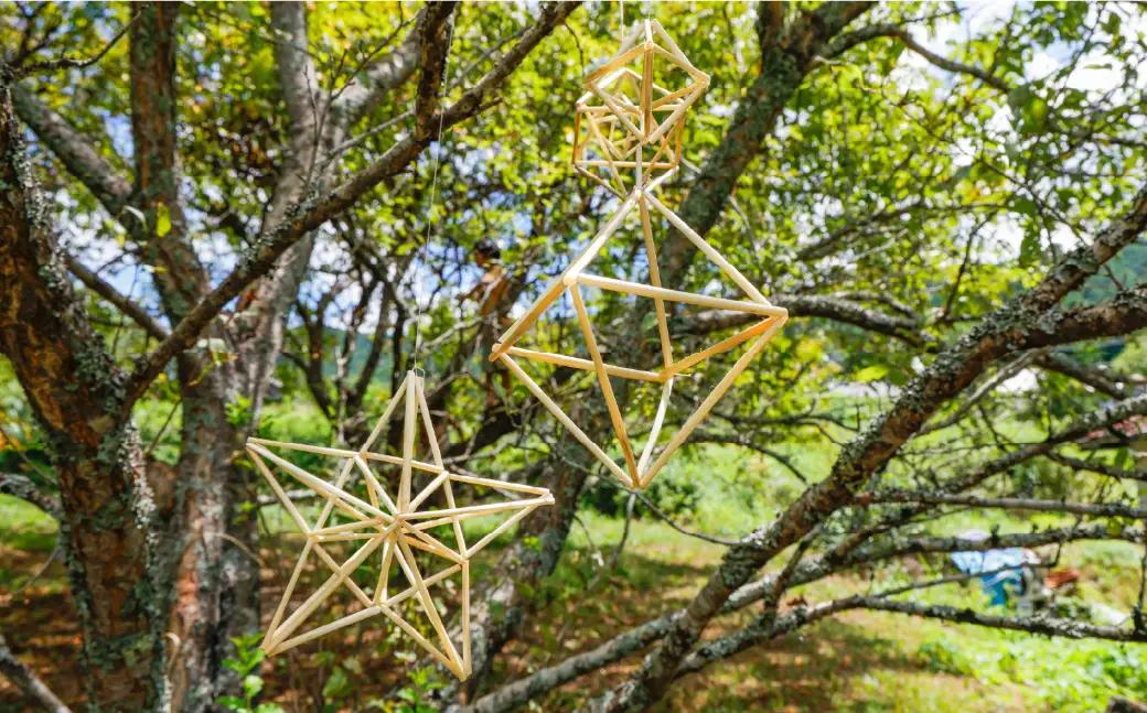 久万高原町産の麦わら素材を使った ヒンメリ手作りキット | クラフト 自然素材 植物素材インテリア ナチュラル 一点もの 北欧 雑貨 工芸品