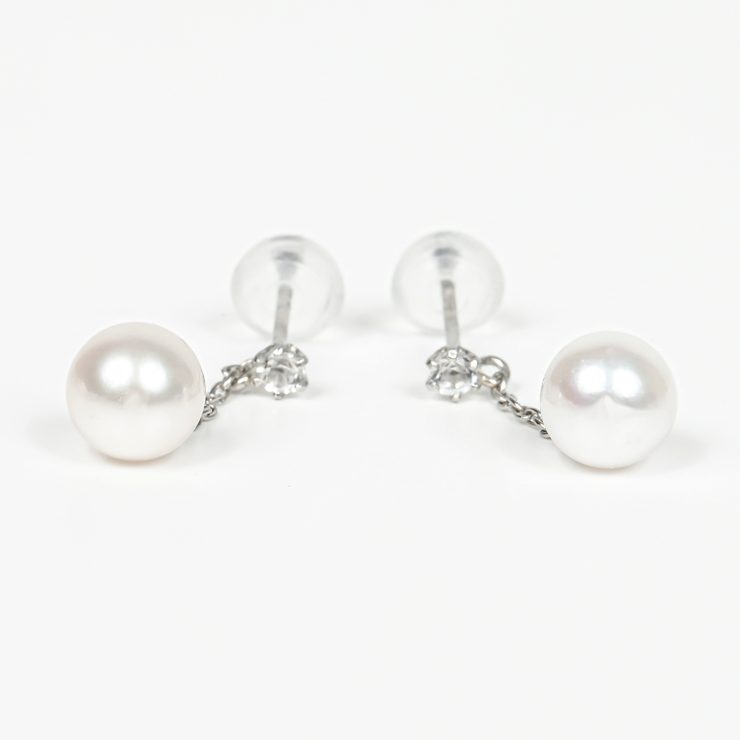 1788　プラチナあこや本真珠ピアス　ホワイトトパーズ プラチナ ピアス あこや真珠 本真珠 伊勢志摩　伊勢市 アクセサリー フォーマル カジュアル ジュエリー ホワイトトパーズ 揺れる かわいい ギ