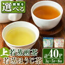 【ふるさと納税】＜種類が選べる＞若蒸上煎茶 若蒸ほうじ茶 TEA BAG(計40P・3g×5P×8袋) 鹿児島 国産 九州産 日本茶 若蒸茶 煎茶 お茶 ほうじ茶 ティーバッグ【柳田製茶】