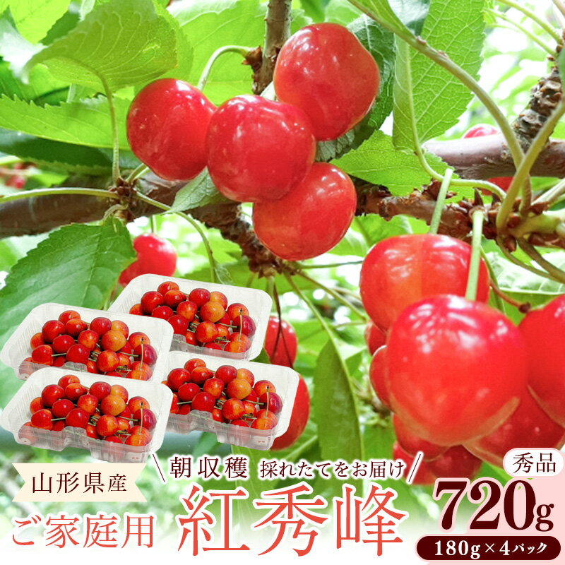 【ふるさと納税】【先行予約】 令和8年産 さくらんぼ 紅秀峰 Lサイズ以上 秀品 720g ご家庭用（ 180g×4パック） 2026産 山形県産【2026年6月中旬頃〜7月中旬頃発送予定】※配送不可 沖縄・離島フルーツ 果物 果実 山形産 2026年産 令和8年 直送 お取り寄せ