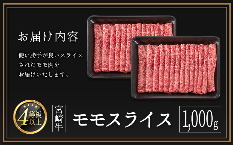 ＜配送月が選べる!!＞数量限定  宮崎牛 モモスライス 1,000g 肉質等級4等級 国産 人気 おすすめ 2024年12月お届け【C437-S-2412】 2024年12月お届け