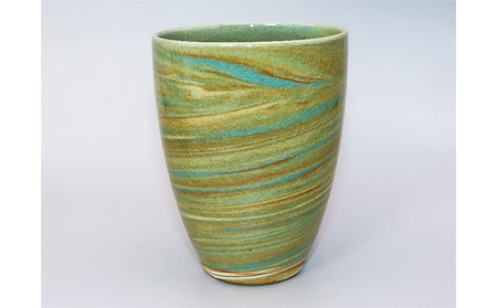 虫明焼 灰釉練込フリーカップ 2個セット（黒井博史 作） 工芸品 食器 タンブラー 雑貨 日用品 