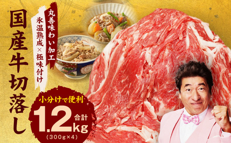 【TVで紹介されました！】国産牛 切り落とし 1.2kg 小分け 300g×4P【国産 牛肉 氷温熟成×極味付け 訳あり サイズ不揃い カレー 牛丼 野菜炒め 肉じゃが 家計応援 一人暮らし】