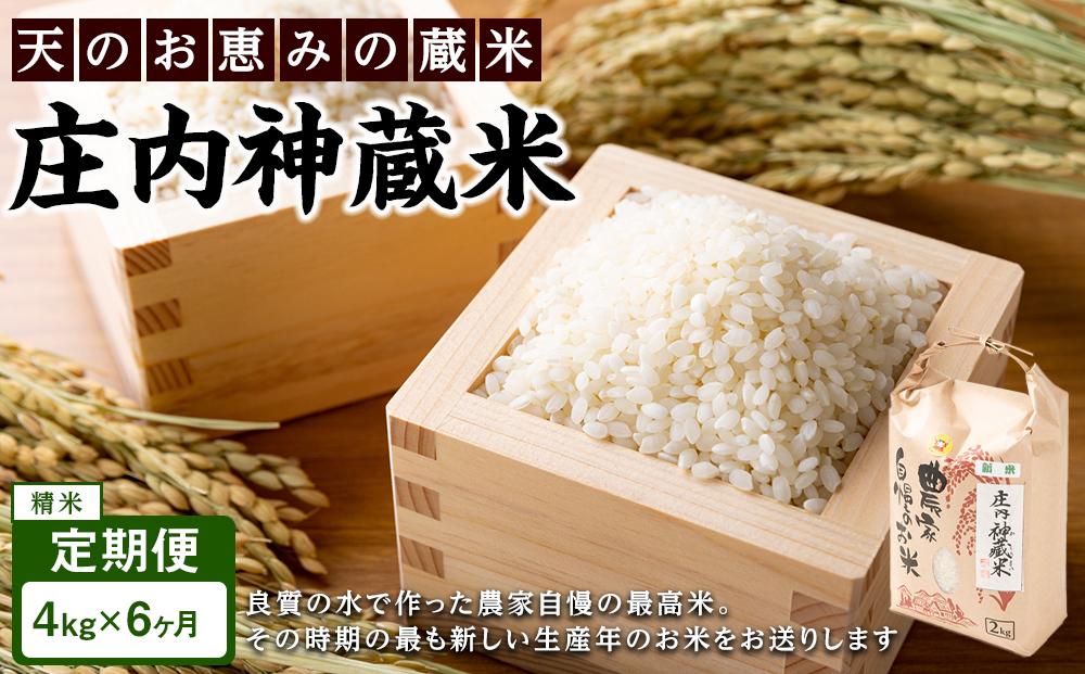 【定期便 全6回】庄内神蔵米（精米）4kg（2kg×2袋）×6回