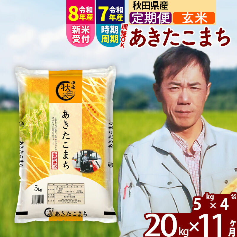 【ふるさと納税】※令和7年産／R8産新米予約※ 《定期便11ヶ月》秋田県産 あきたこまち 20kg【玄米】(5kg小分け袋) 2025年産 2026年産 令和8年産 お届け時期選べる お届け周期調整可能 隔月に調整OK お米 みそらファーム