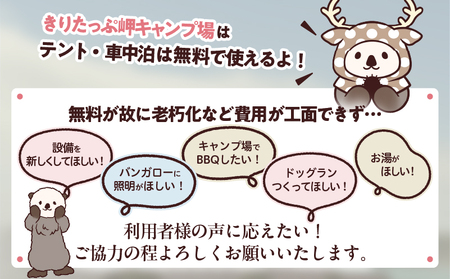 【返礼品なし】浜中町『きりたっぷ岬キャンプ場』10,000円　応援支援寄附_H0028-006