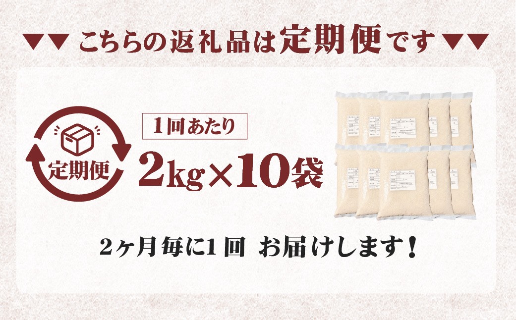 【隔月4回定期便】阿蘇だわら (玄米) 20kg (2kg×10袋)