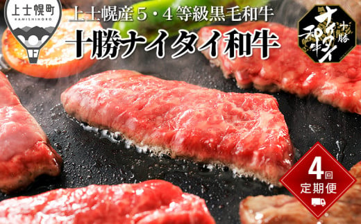 十勝ナイタイ和牛定期便 焼肉・すき焼き4ヵ月コース 計4回 北海道産 5・4等級黒毛和牛 オレイン酸含有率55%以上 ［088-TN60］ ※オンライン申請対応