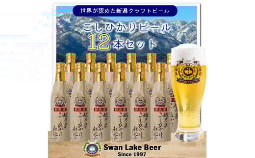 ビール スワンレイクビール 金賞受賞入り こしひかり仕込みビール12本セット 阿賀野市 新潟県 阿賀野 クラフト 飲み比べ クラフトビール お酒  1S16024