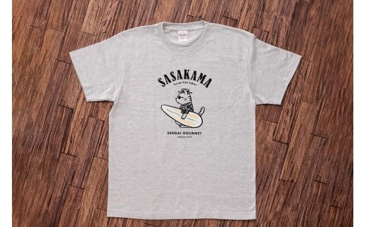 
            仙台・宮城の観光Tシャツ　「猫と笹かま」Tシャツ　Mサイズ・Lサイズから選択可　［T-01］【お土産 観光 Tシャツ 宮城 仙台 笹かまぼこ】
          