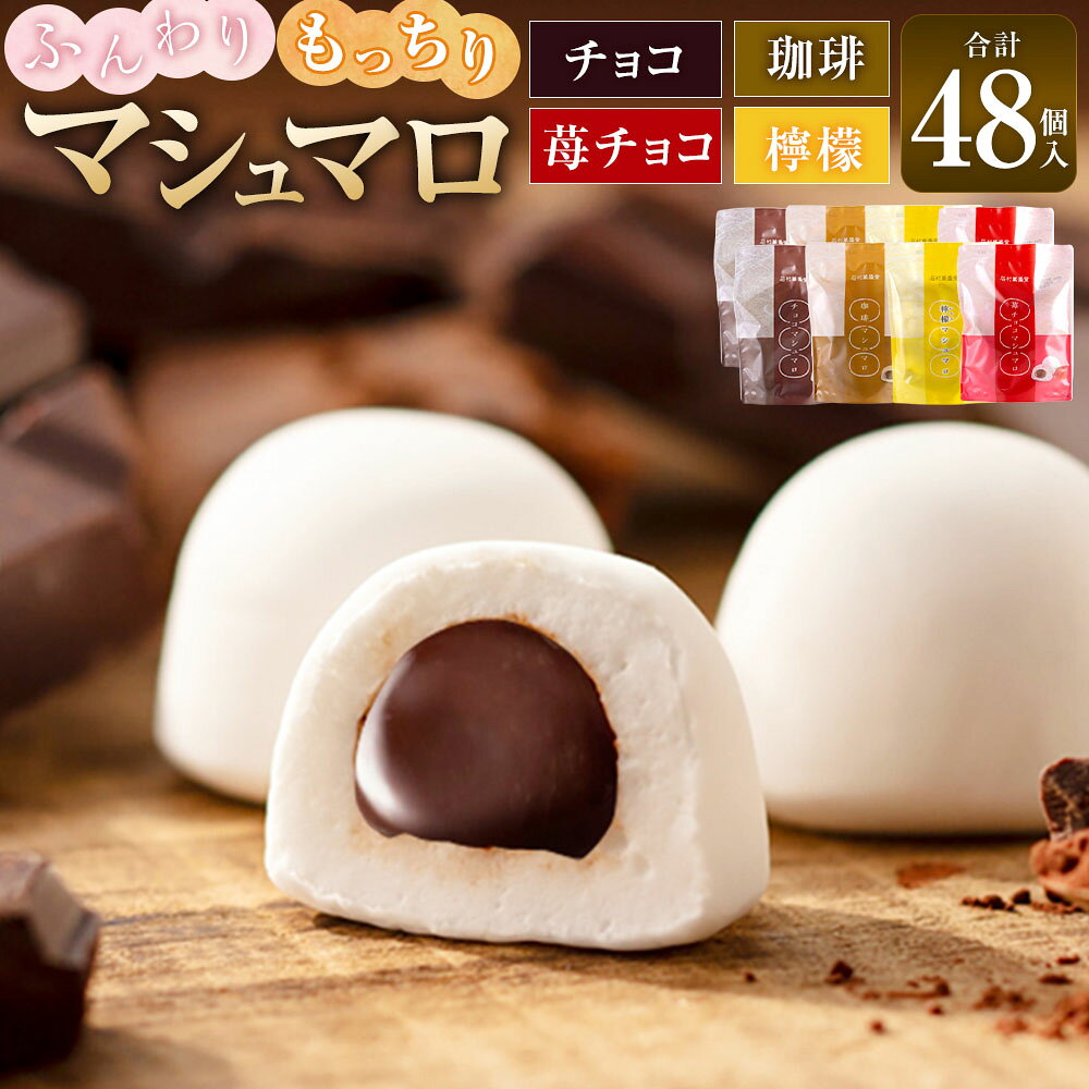 【ふるさと納税】マシュマロ48個入（6個袋入×8袋）（チョコ/珈琲/苺チョコ/檸檬の4種類を各2袋） マシュマロ おやつ お菓子 洋菓子 スイーツ 食べ比べ ご褒美 贅沢 特別 デザート ギフト プレゼント 贈り物 お取り寄せ 送料無料