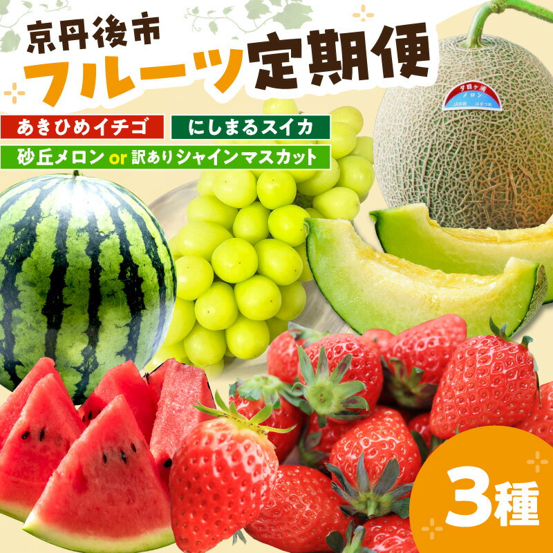 【ふるさと納税】【定期便】フルーツ王国・京丹後フルーツ定期便【いちご、スイカ、メロン(シャインマスカット)】 3回定期便 選べる 種類 果物 くだもの 苺 イチゴ 西瓜 すいか めろん melon マスカット シャインマスカット 農家応援 生産者応援 送料無料