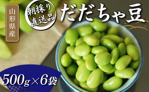 
            【2025年発送先行予約】朝採り直送品 だだちゃ豆 500g×6袋 3kg分 山形県の枝豆【2025年8月から発送】  えだ豆 豆類 豆 枝豆 えだまめ 野菜 食品 山形県 FSY-1078
          